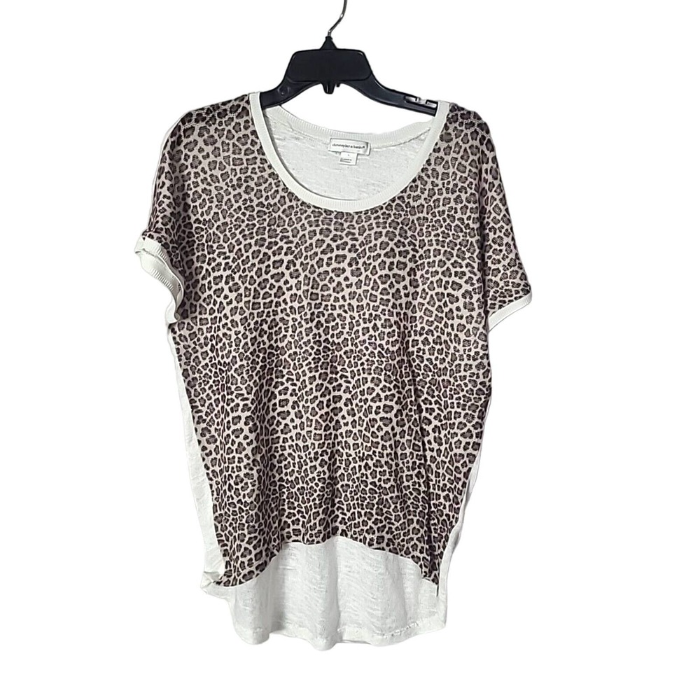 Christopher & Banks Burnout Leopard Print Short Sleeve Top Womans Size Large
